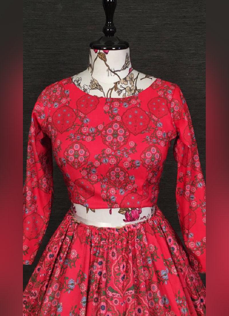 Gorgeous Digital Flower Print Designer Pink Lehenga Choli Shop Offer