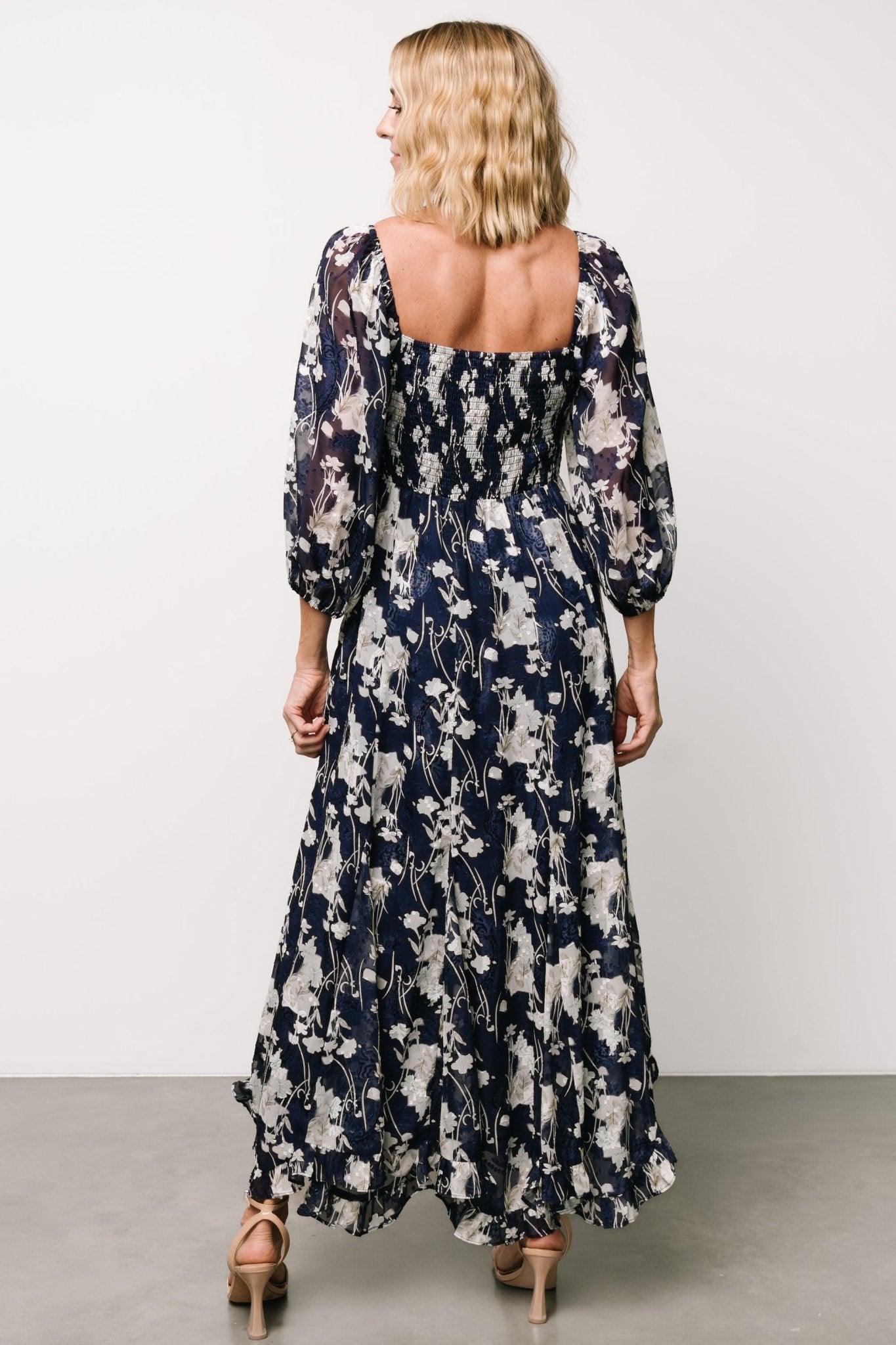 Estefania Maxi Dress | Navy + Off White Floral Discount From China