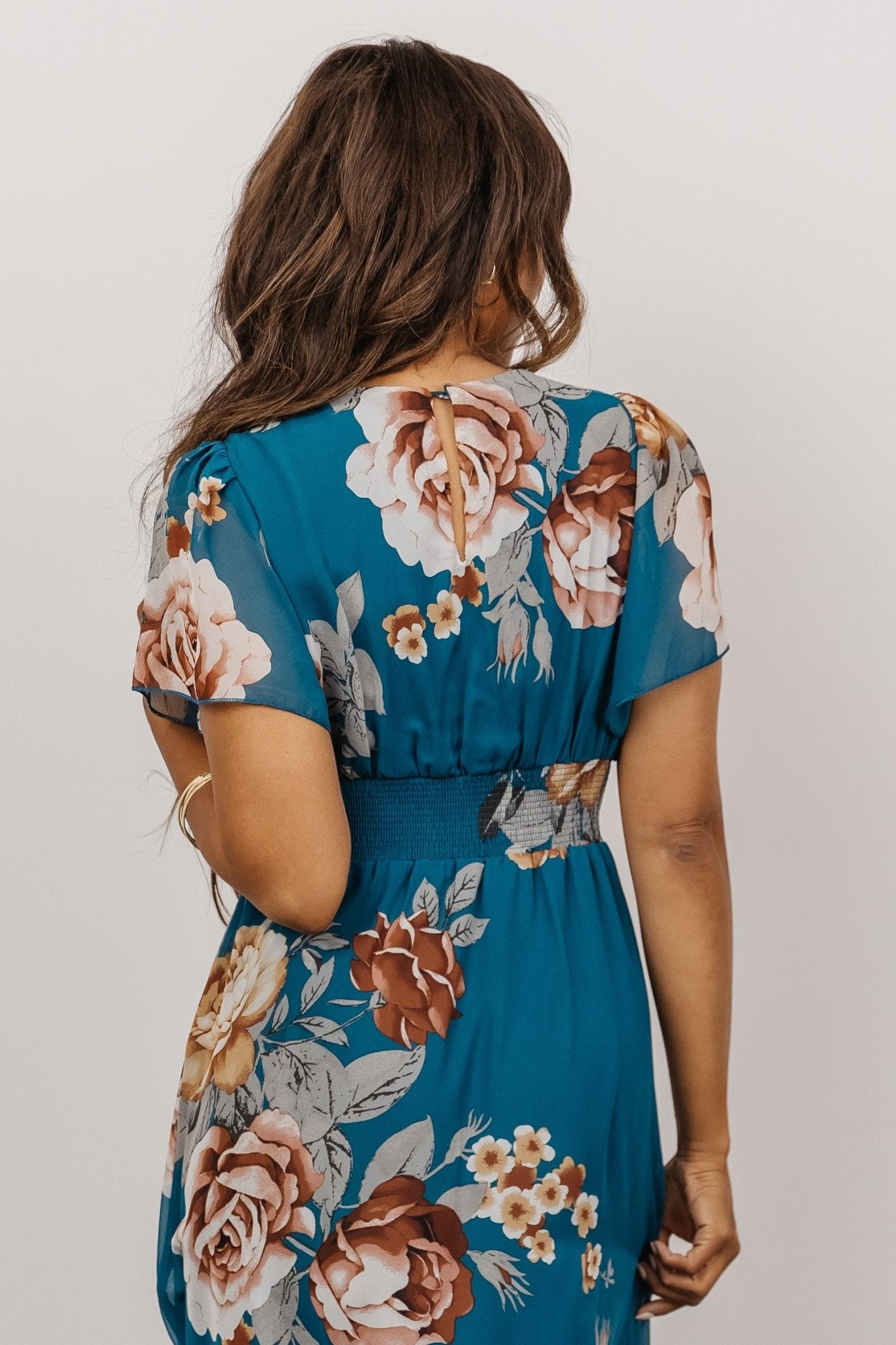 Sarah Smocked Midi Dress | Blue Floral Free Shipping Best Place