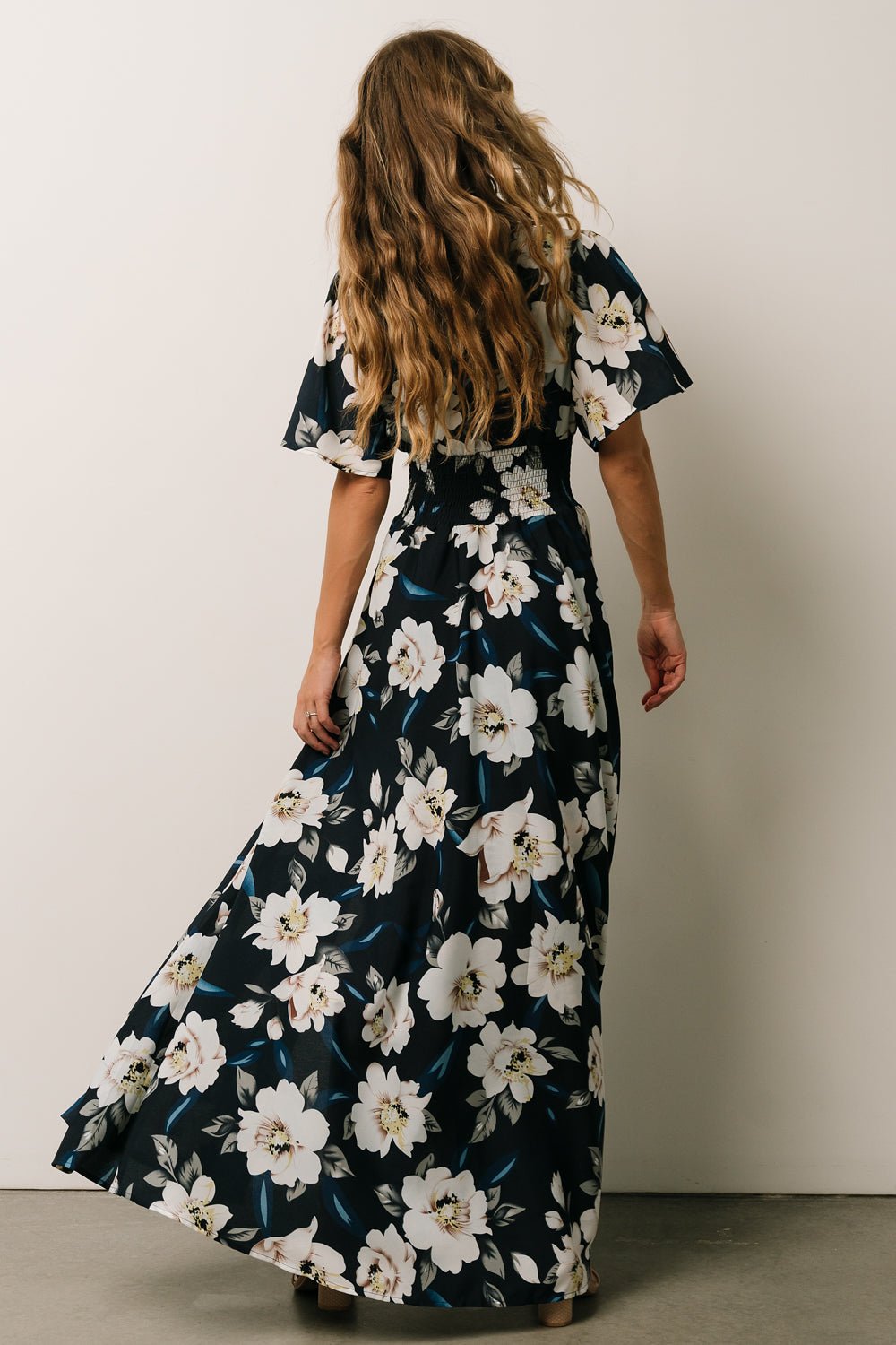 Verona Smocked Maxi Dress | Navy + White Floral Clearance From China