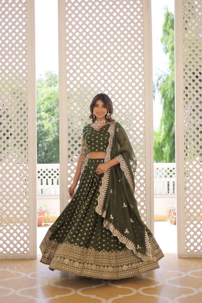 Pure Dyable Viscous Jacquard Double Zari Worked Lehenga Choli Clearance Genuine