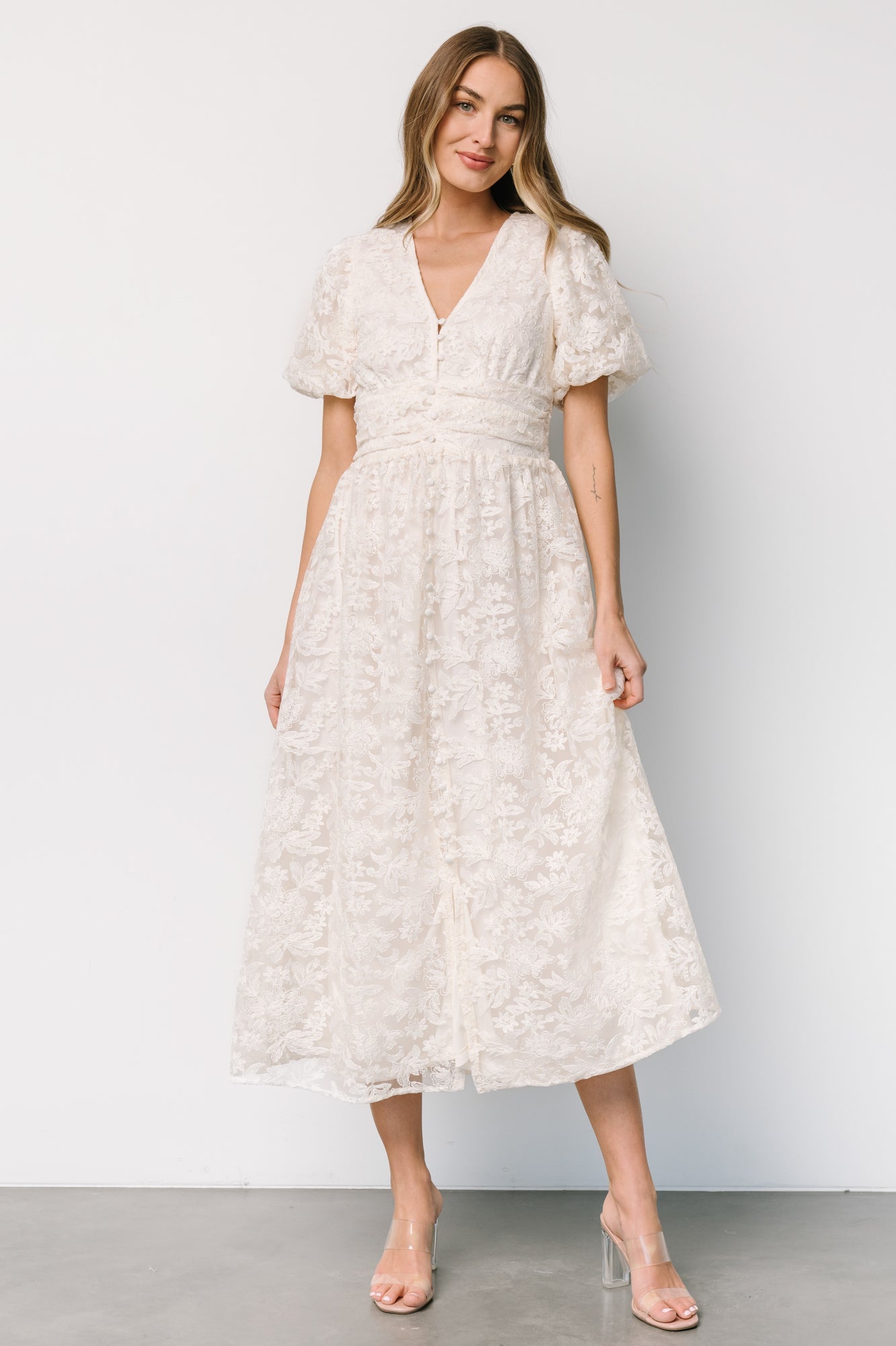 Edwina Lace Dress | Vintage Cream Sale Cheap Pice