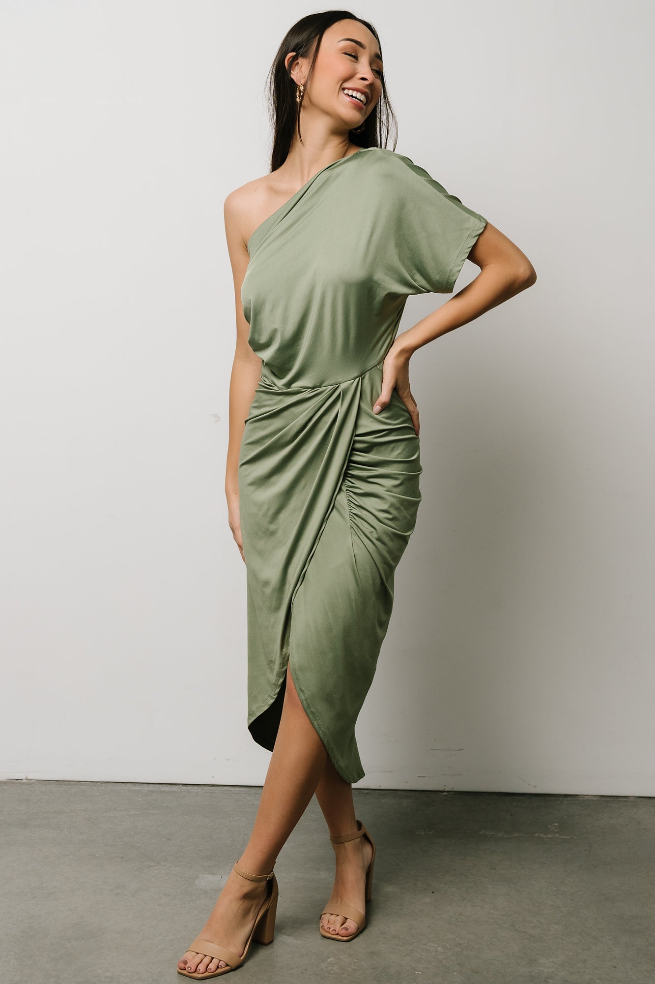 Addison Midi Dress | Dusty Sage Quality Original