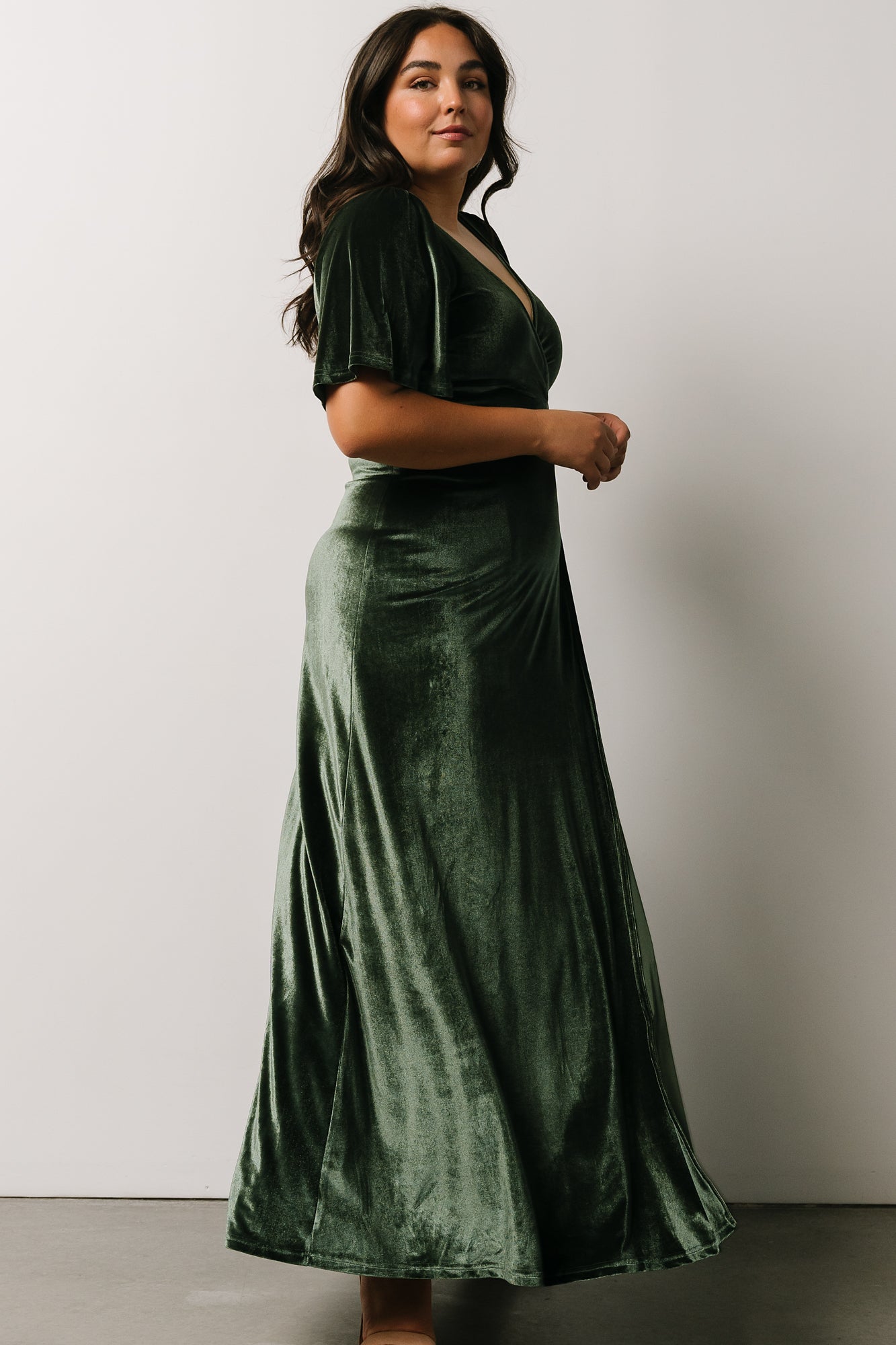 Meghan Velvet Wrap Maxi Dress | Deep Green Cheap Pirce