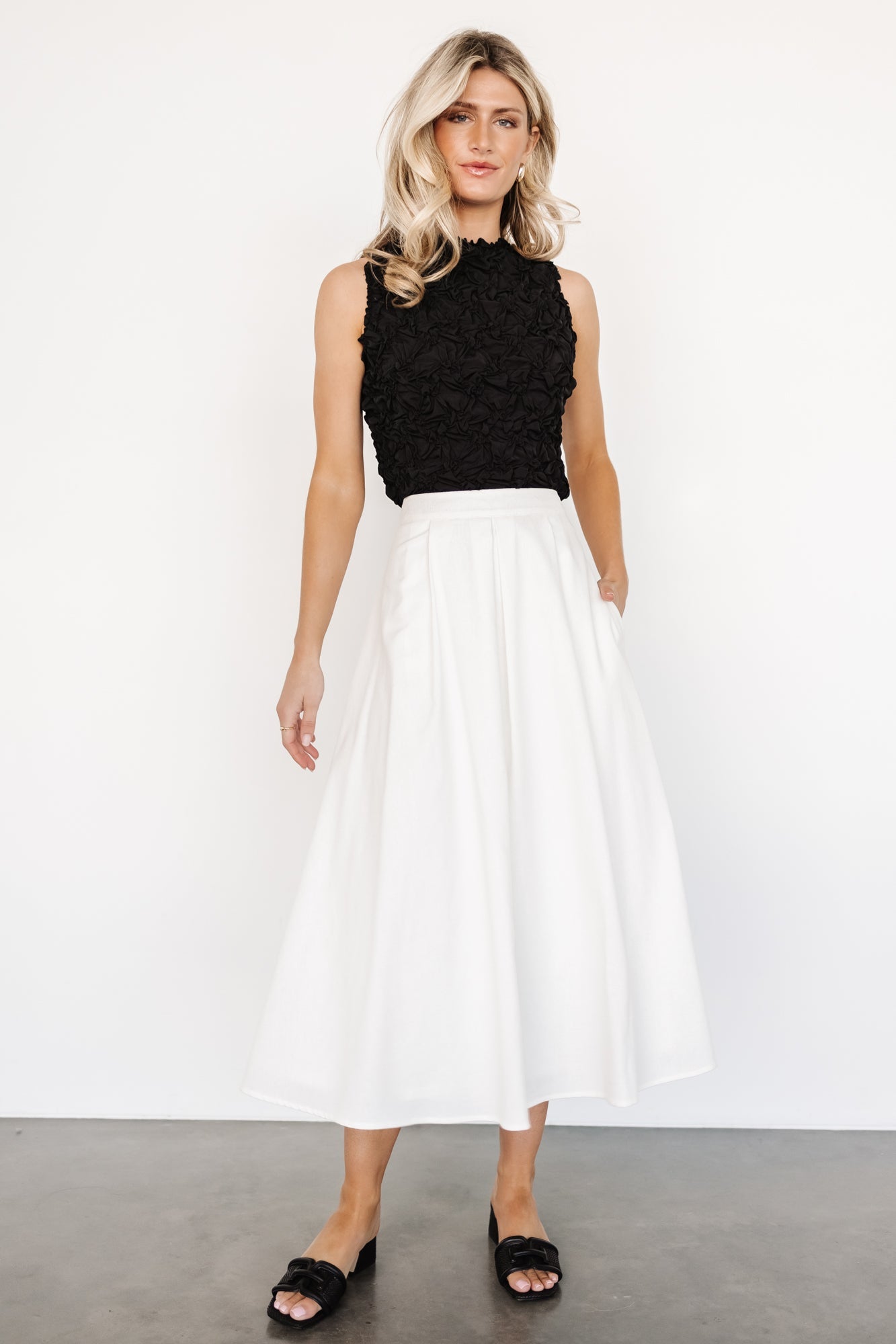 Katie Pleated Midi Skirt | Off White Wide Range Of Sale Online