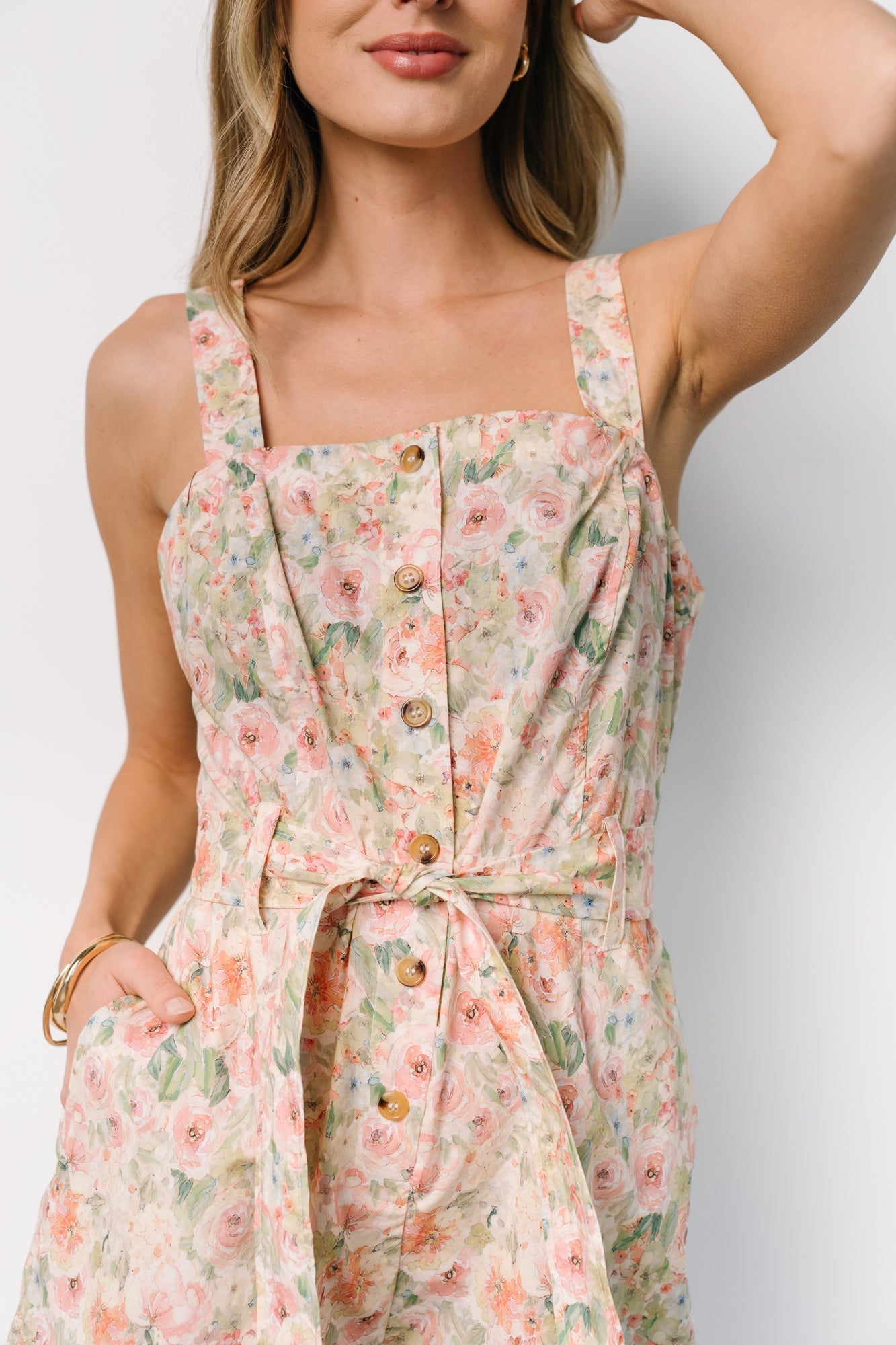 Jamie Romper | Green + Pink Floral Low Pice Fee Shipping Cheap Online