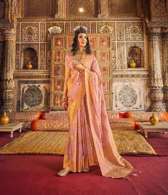 Elegant Designer Dusty Pink Georgette Silk Traditional Saree Outlet Free Shipping Authentic