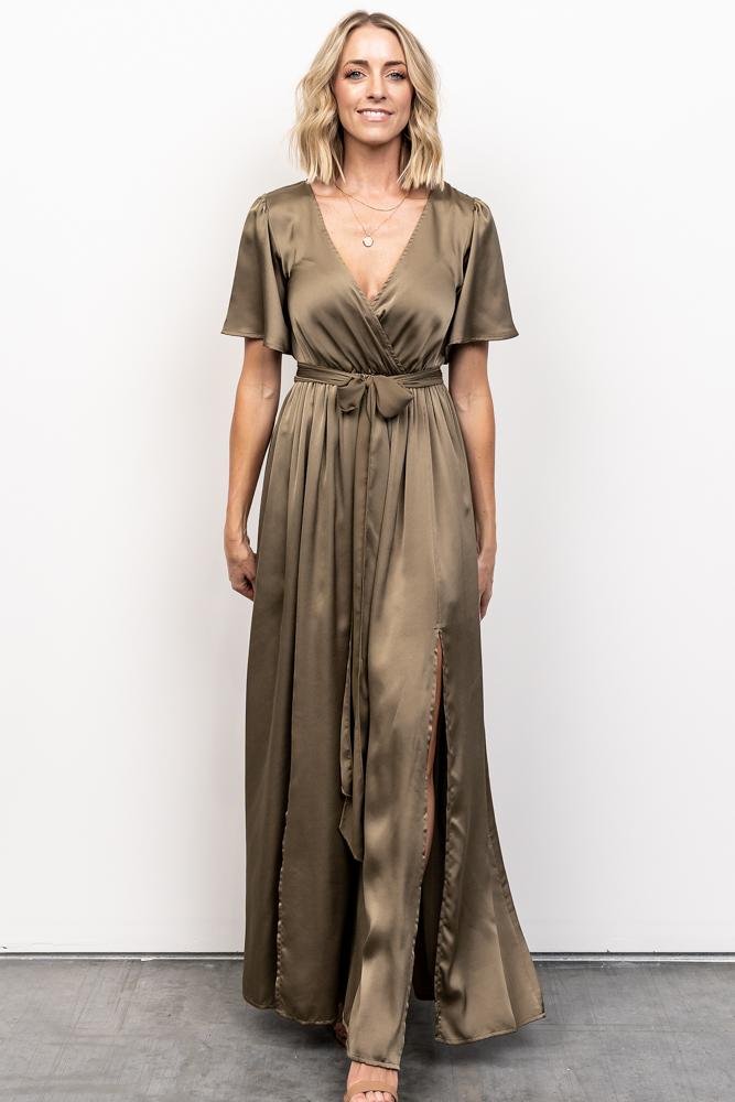 Sicily Satin Maxi Dress | Olive Clearance Shop