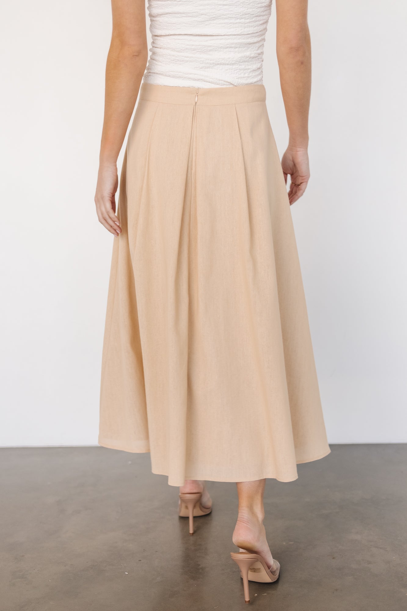 Katie Pleated Midi Skirt | Natural Clearance 2025 Unisex