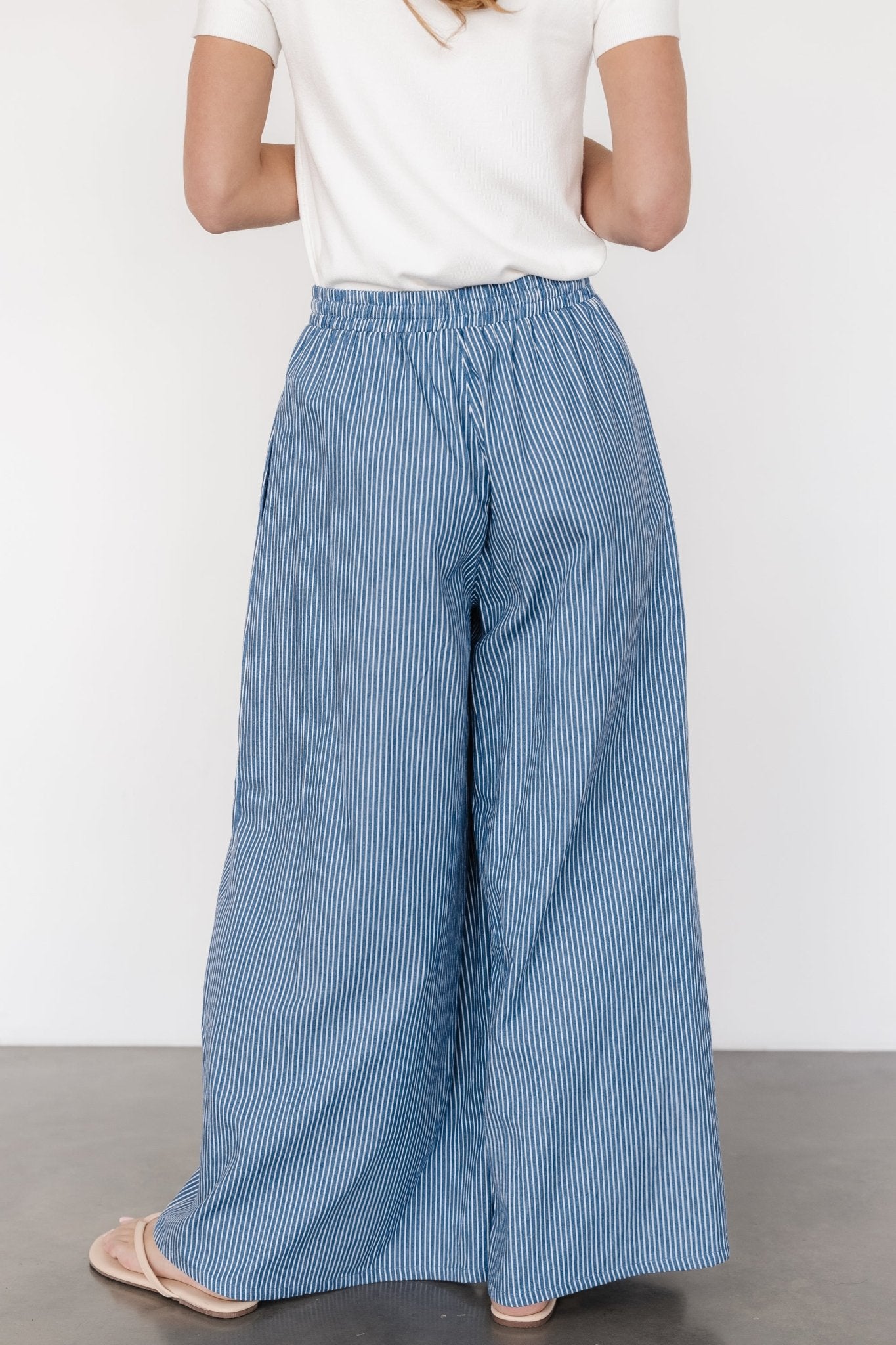 Odelia Striped Pants | Blue + Off White Stripe Cheap Supply