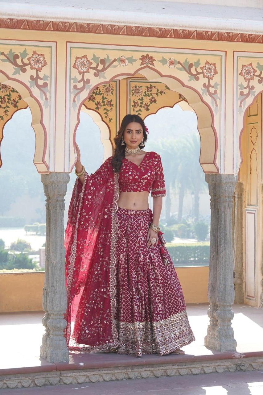 Attractive Pure Viscous Georgette Heavy Sequins Embroidered Lehenga Choli Set Countdown Package