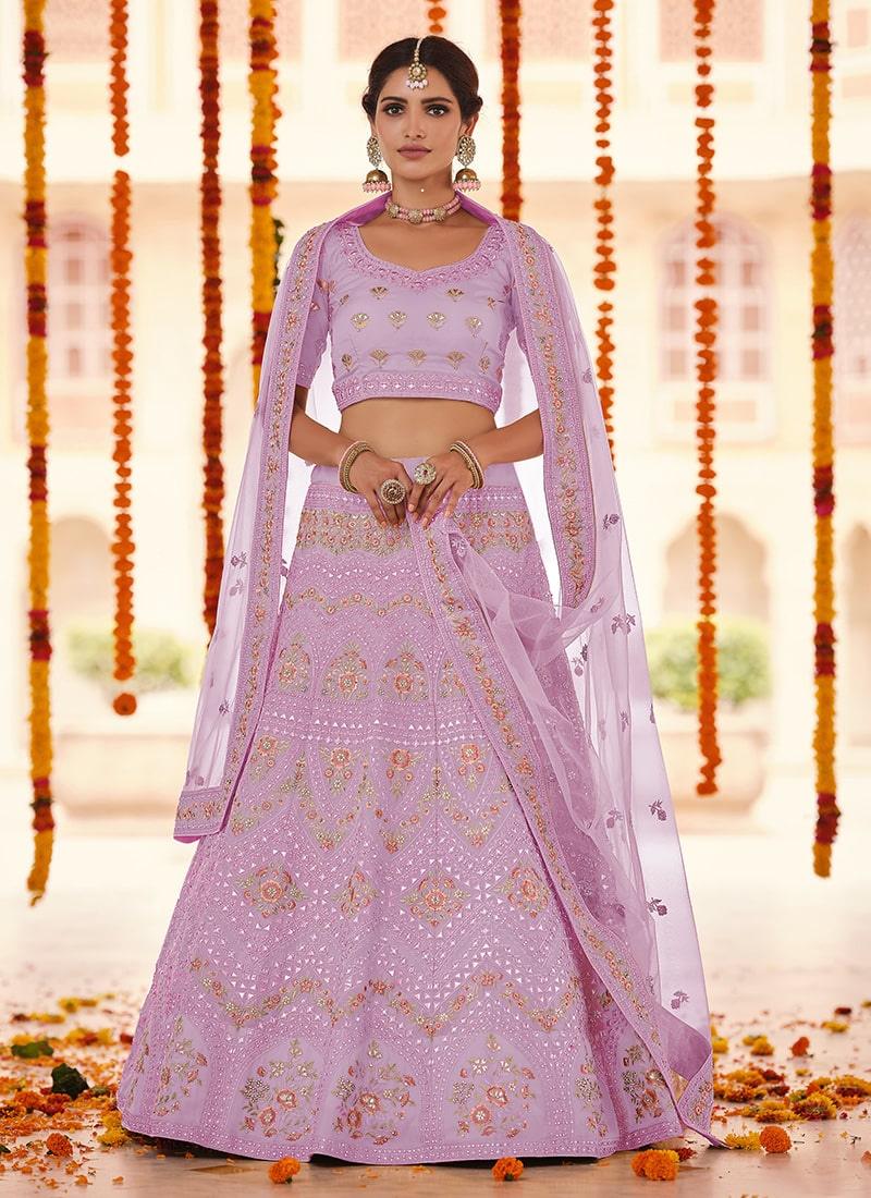 Pink Color Organza Material Resham And Gota Work Lehenga Clearance Low Pice