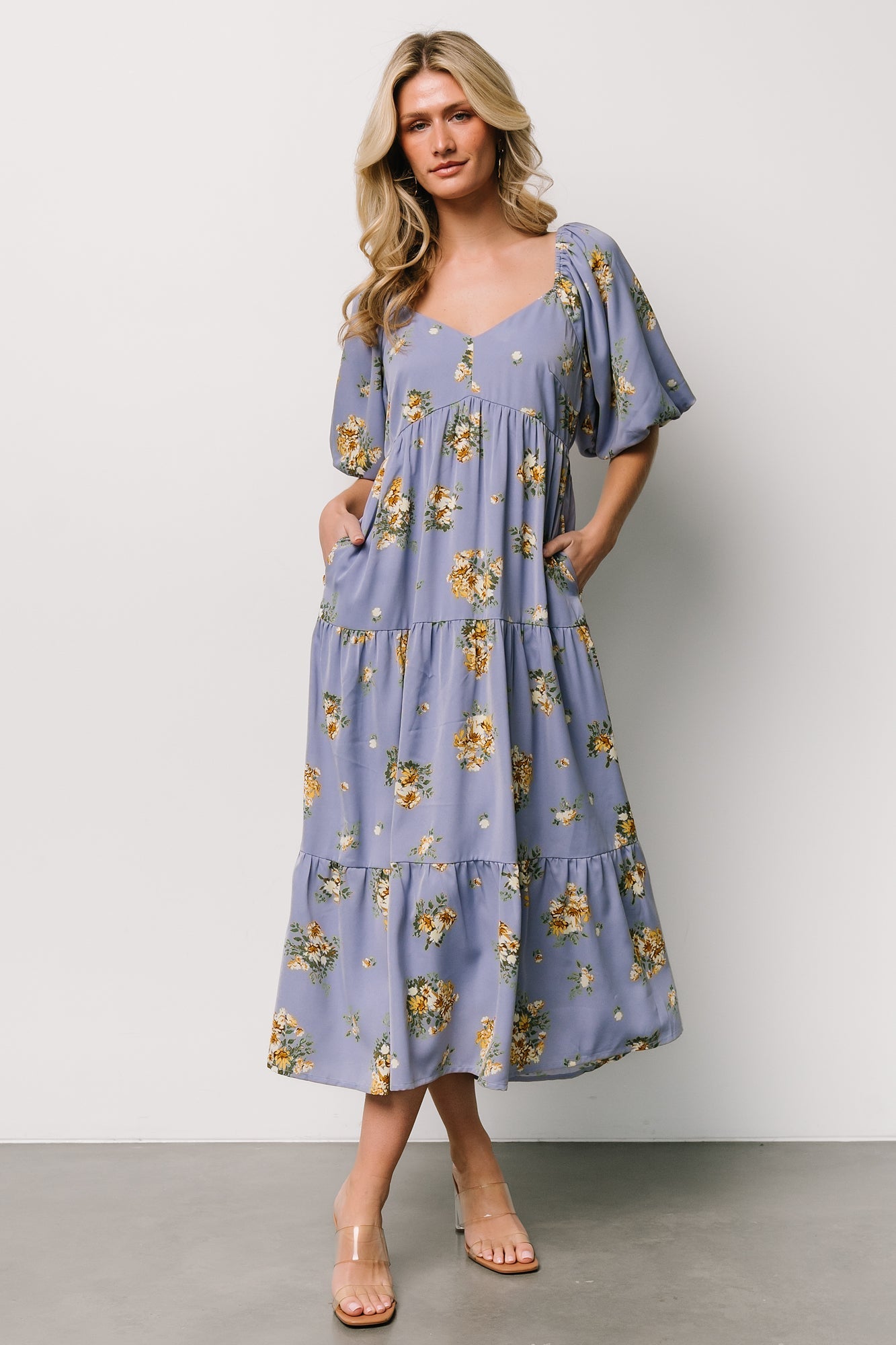 Judith Dress | Blue + Golden Floral Free Shipping Tumblr