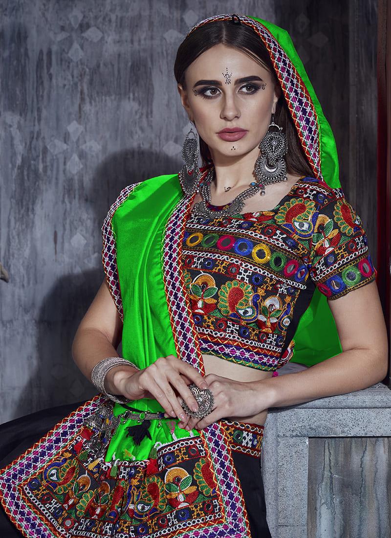 Designer Chaniya Choli For Navratri With Green Dupatta Clearance Official Site