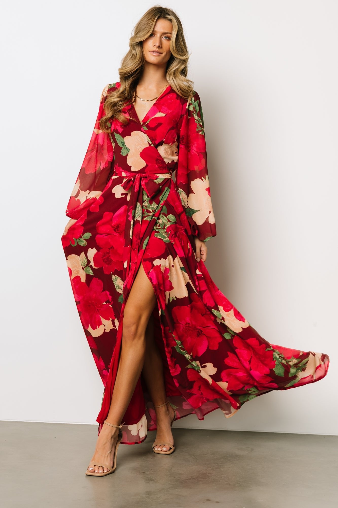 Katinka Wrap Maxi Dress | Burgundy Multi Floral Sale New