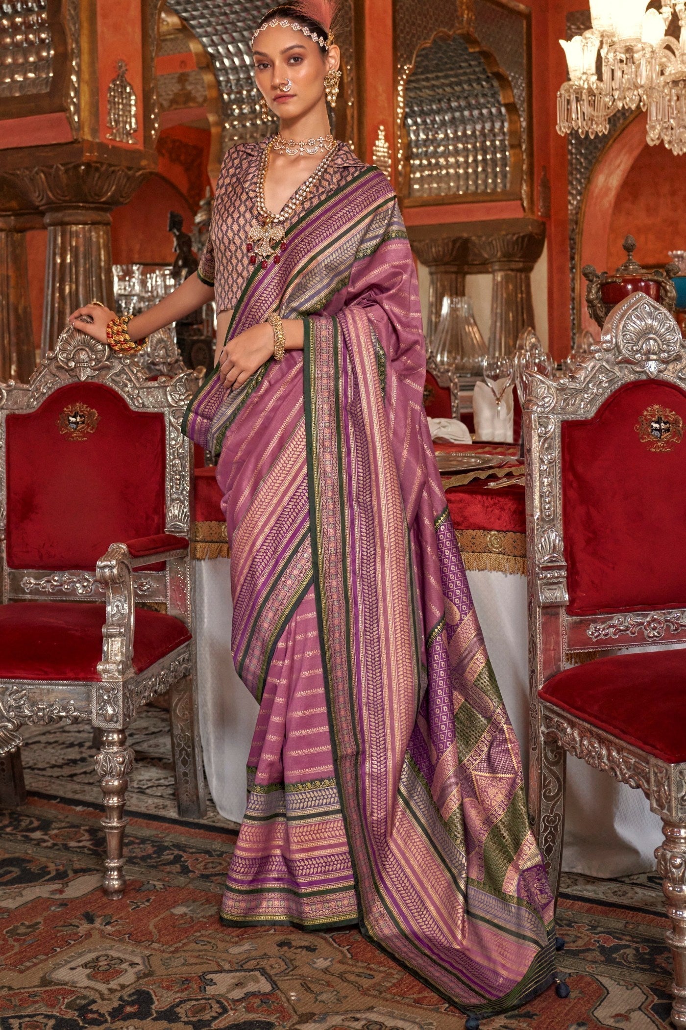 Stunning Berry Pink Kanjivaram and Patola Printed Silk Saree Cheap Sale Outlet