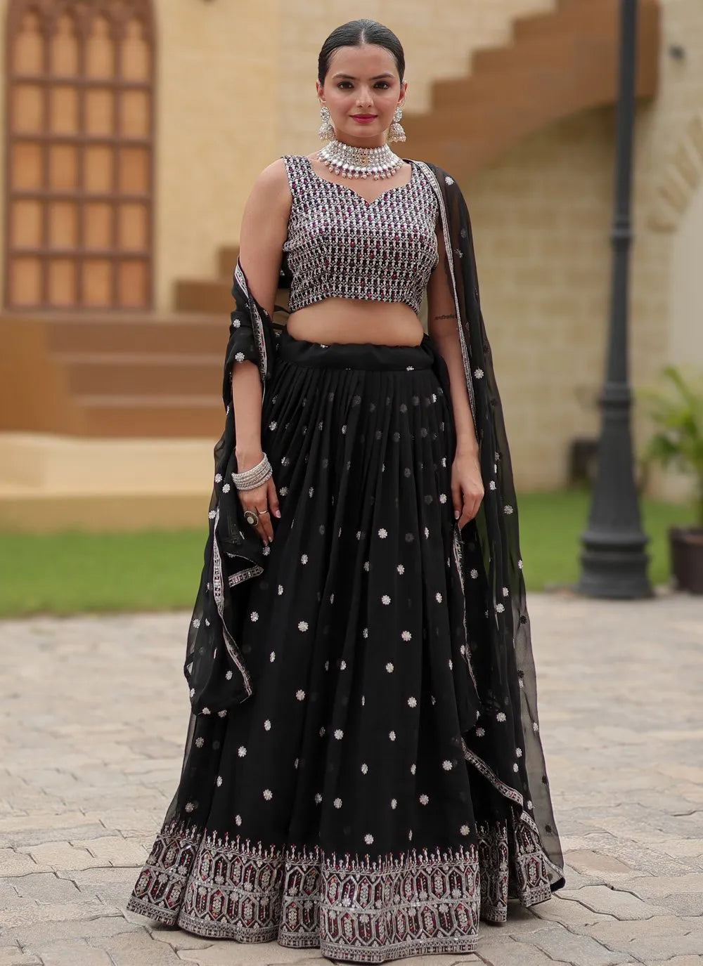 Designer Black Classic  Lehenga Choli Set Online Online Clearance