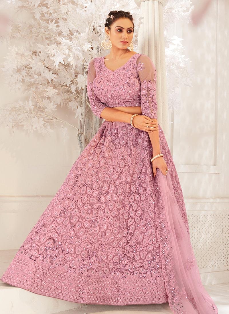 Pink Color Soft Net Base Stone And Sequins Work Lehenga Choli Shipping Outlet Store Online