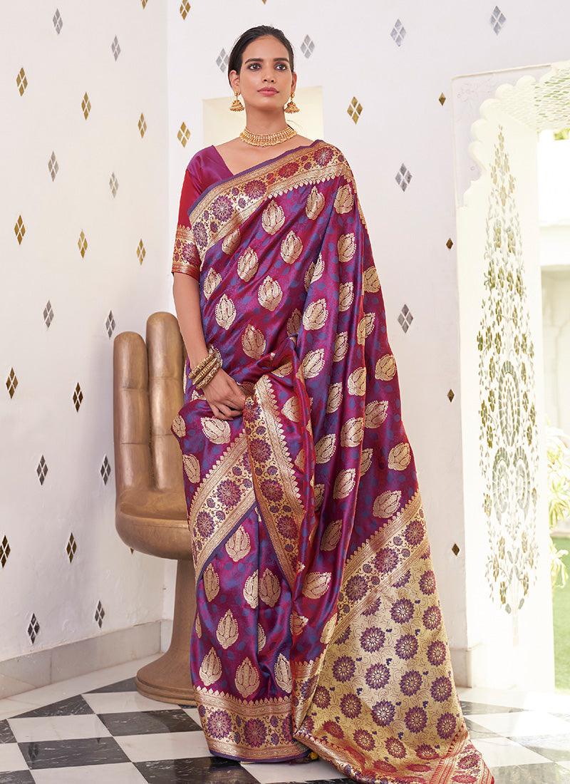 Fascinating Purple Color Silk Base Ceremonial Saree With Silk Weave Buy Cheap Cheapest