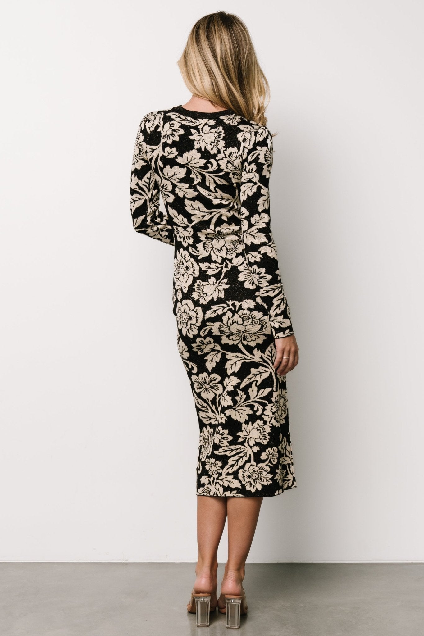 Marci Sweater Dress | Black + Ivory Floral Top Quality Cheap Pice