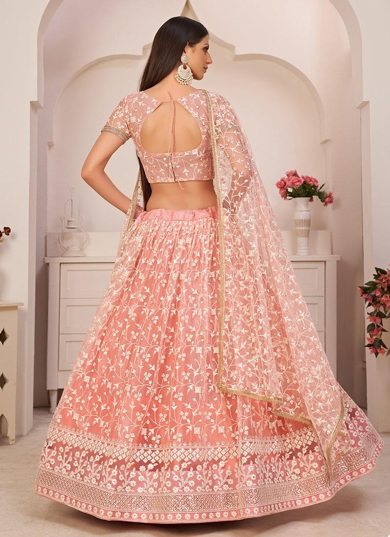 Beauteous Look Light Pink Color Soft Net Fabric Sequins Work Lehenga Good Selling Cheap Online