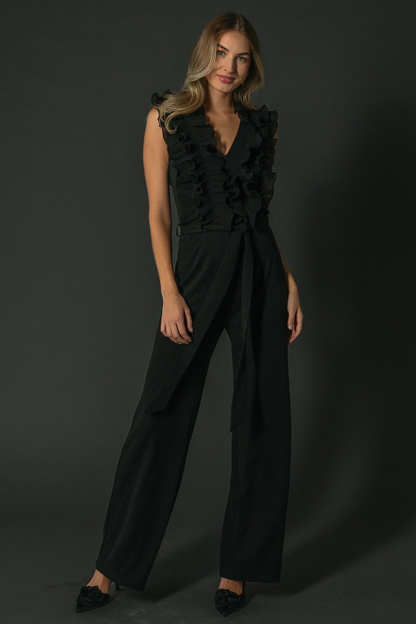 Tyra Ruffle Tank Jumpsuit | Black Cheap Sale Footlocker Pictures