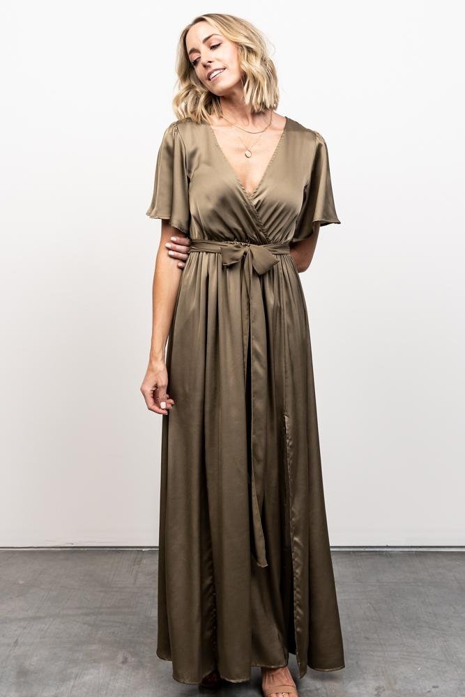 Sicily Satin Maxi Dress | Olive Clearance Shop