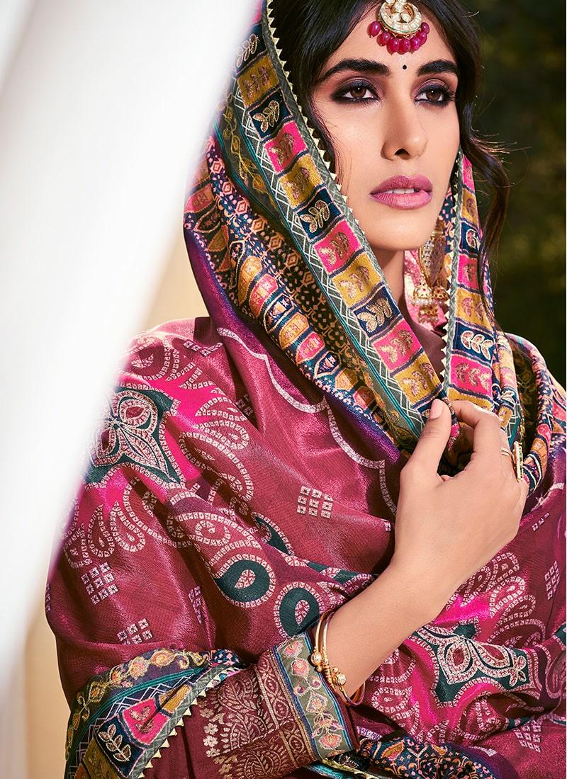 Digital Printed Maroon Silk Weave Sharara Suit With Matching Dupatta Cheap Low Shipping Fee