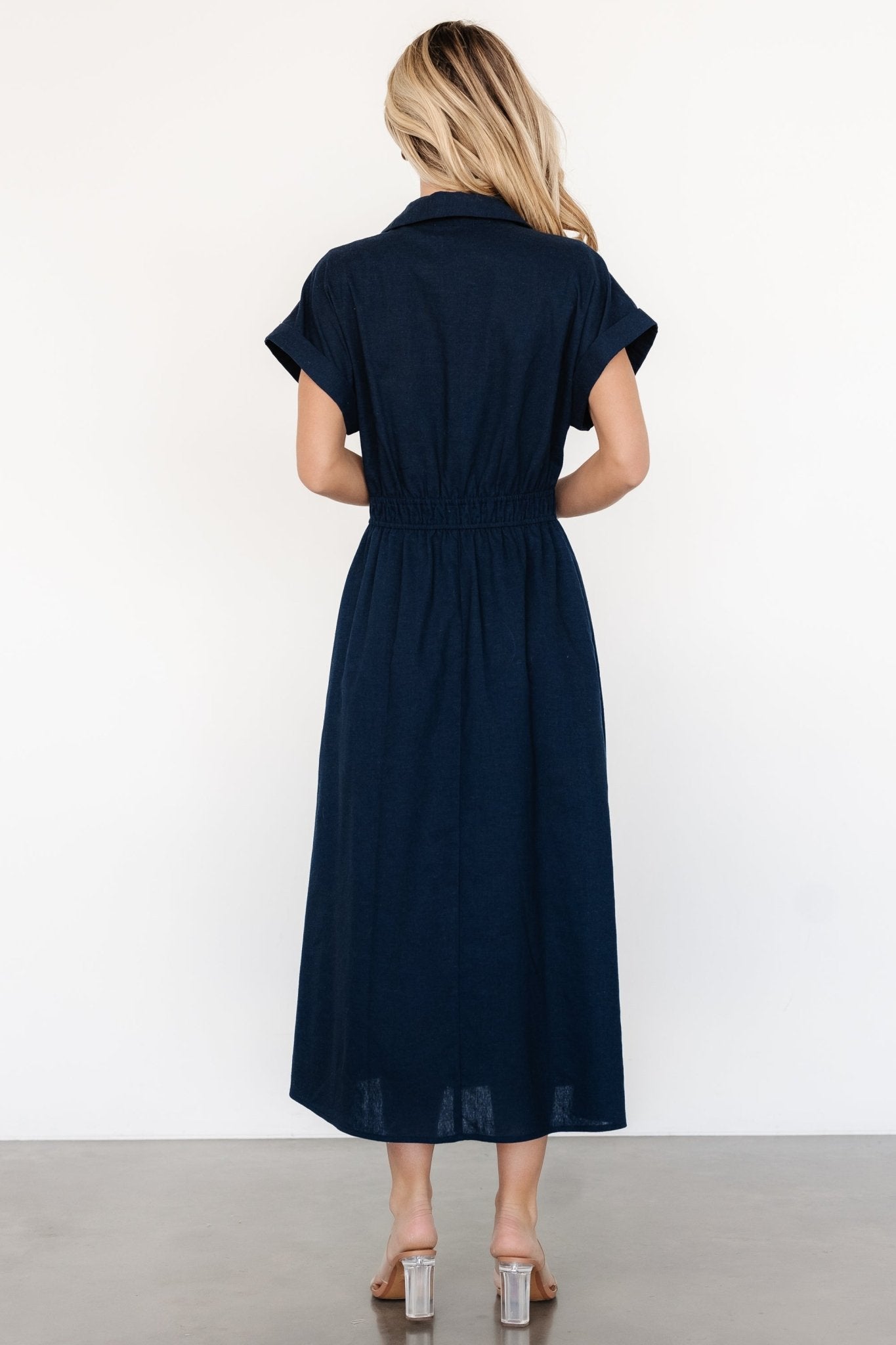 Larah Button Dress | Navy Blue Outlet Genuine