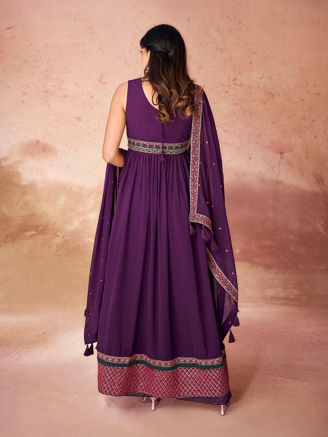 Wine Color Georgette Suit With Dupatta Official Online