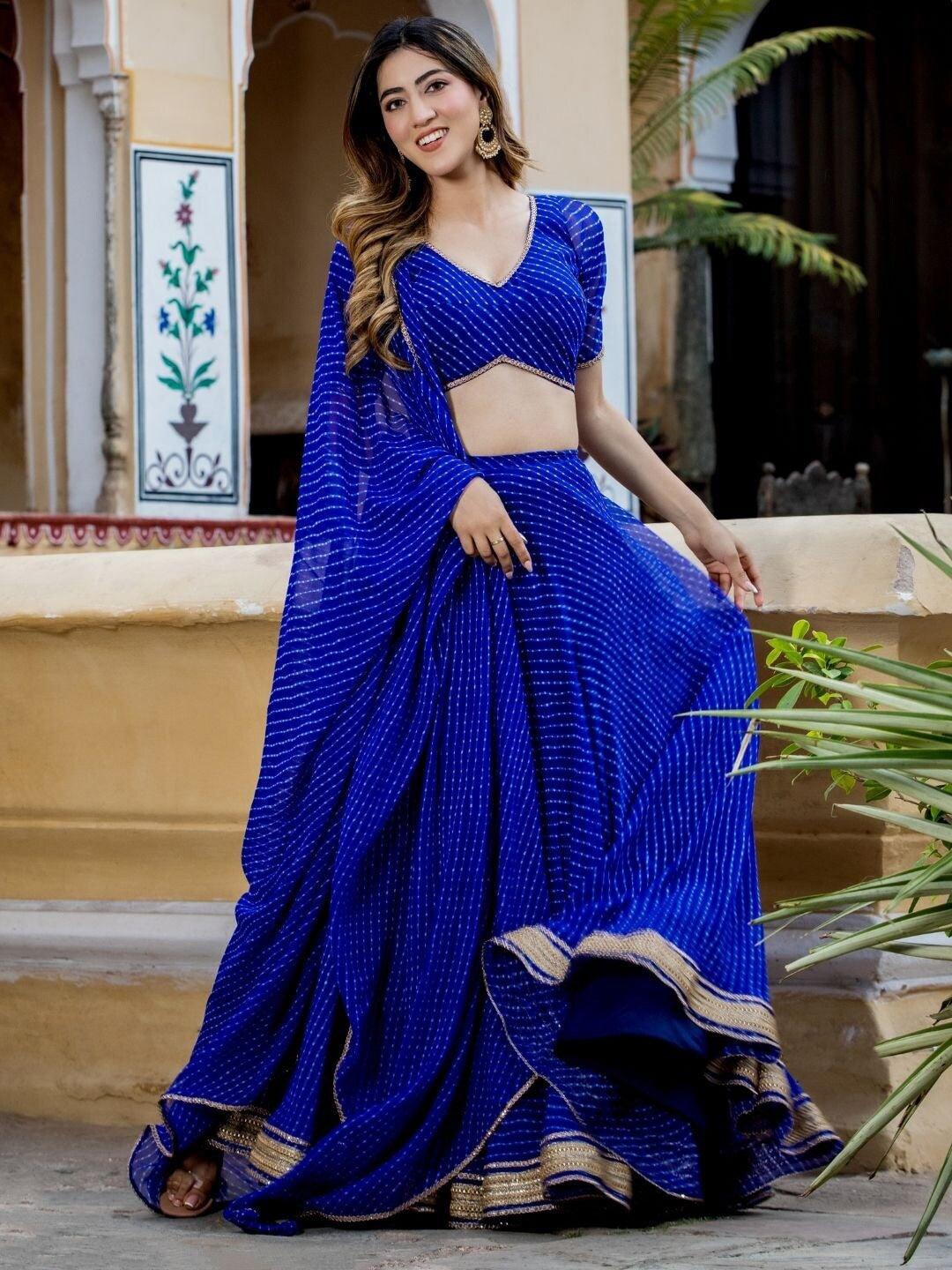 Blue color Georgette Leheriya printed lehenga choli Cheap Sale Comfortable