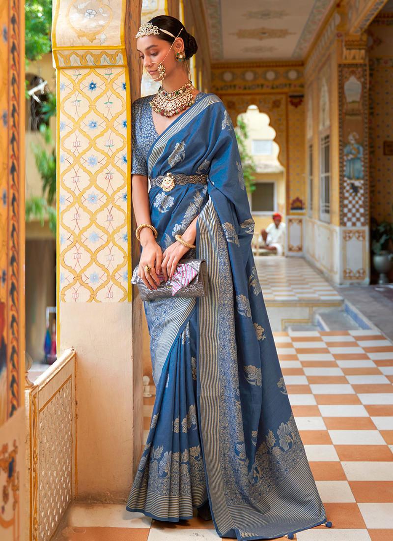 Blue Color Silk Weave Classic Saree Professional