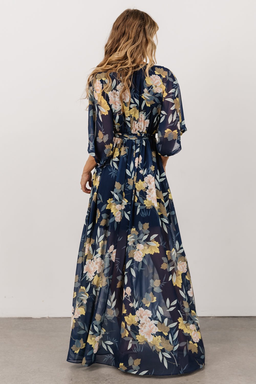 Kia Kimono Maxi Dress | Navy Floral Fashion Style Cheap Online