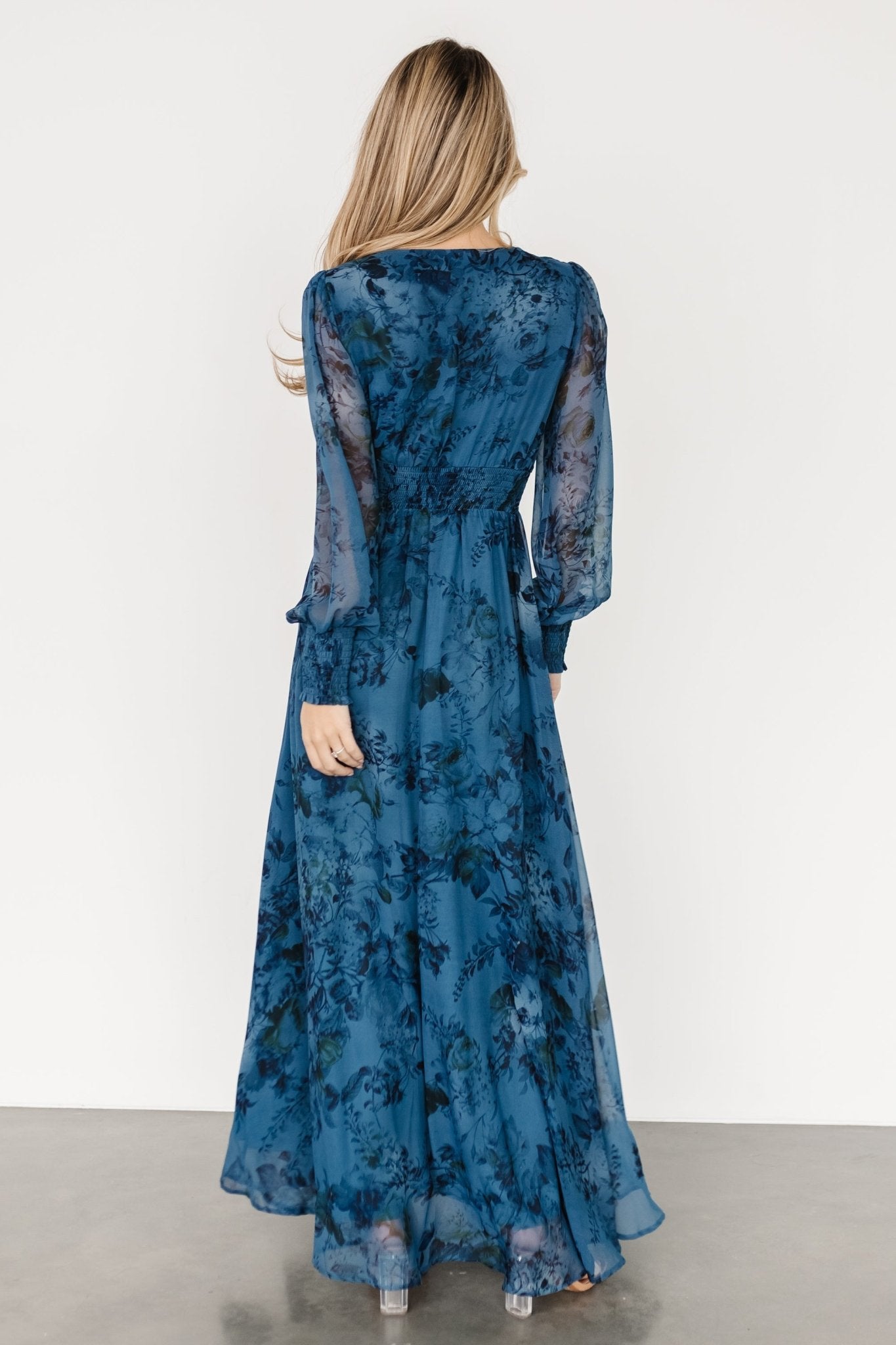 Olivia Maxi Dress | Deep Blue Floral Clearance How Much