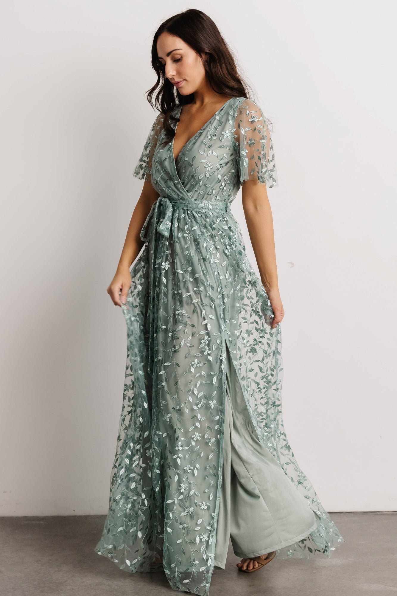 Marseille Embossed Maxi Dress | Eucalyptus Fashionable Cheap Online