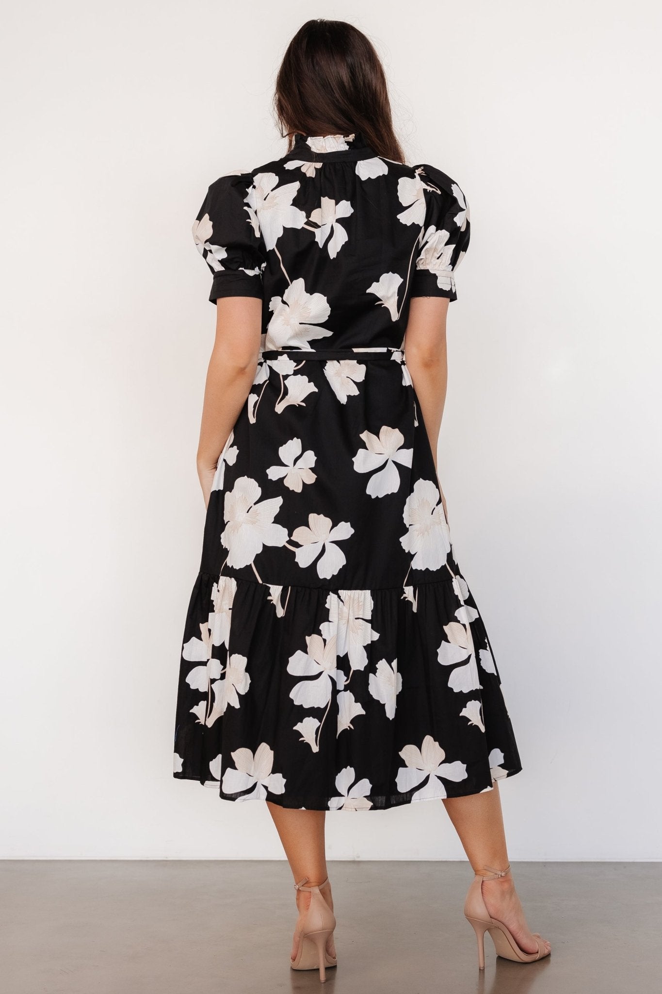 Loewe Button Dress | Black + Off White Floral Free Shipping Recommend