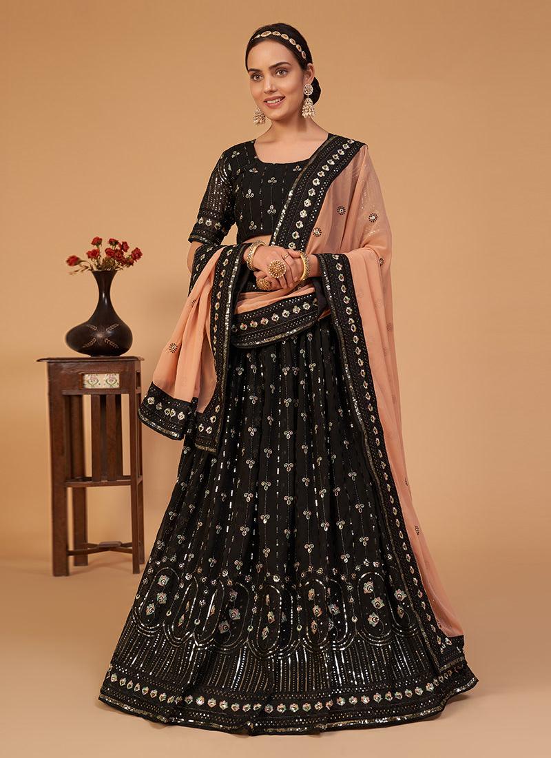 Black Georgette Lehenga With Contrast Dupatta Nicekicks Cheap Pice