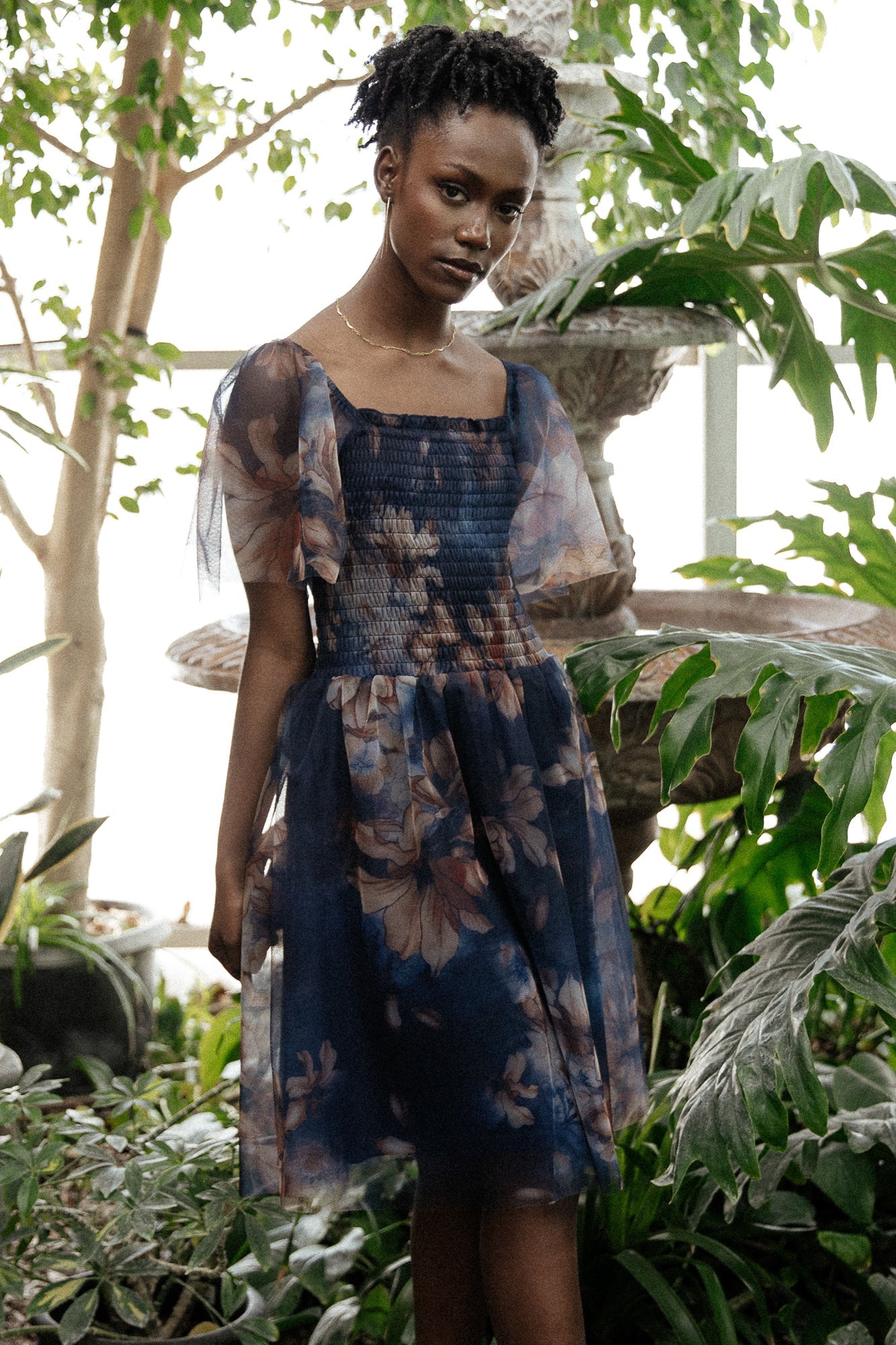 Tivoli Tulle Short Dress | Dark Blue Floral For Cheap Online