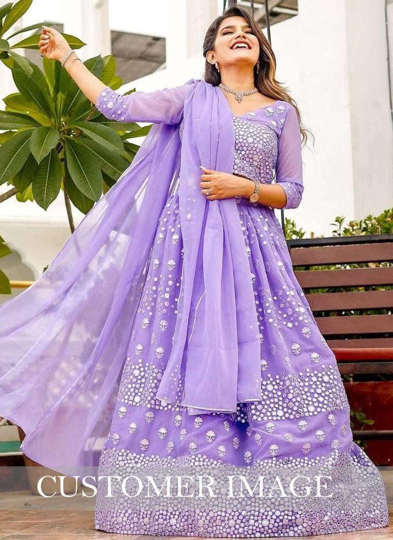 Charming Look Heavy Work Base Lilac Lehenga Choli Websites Cheap Pice