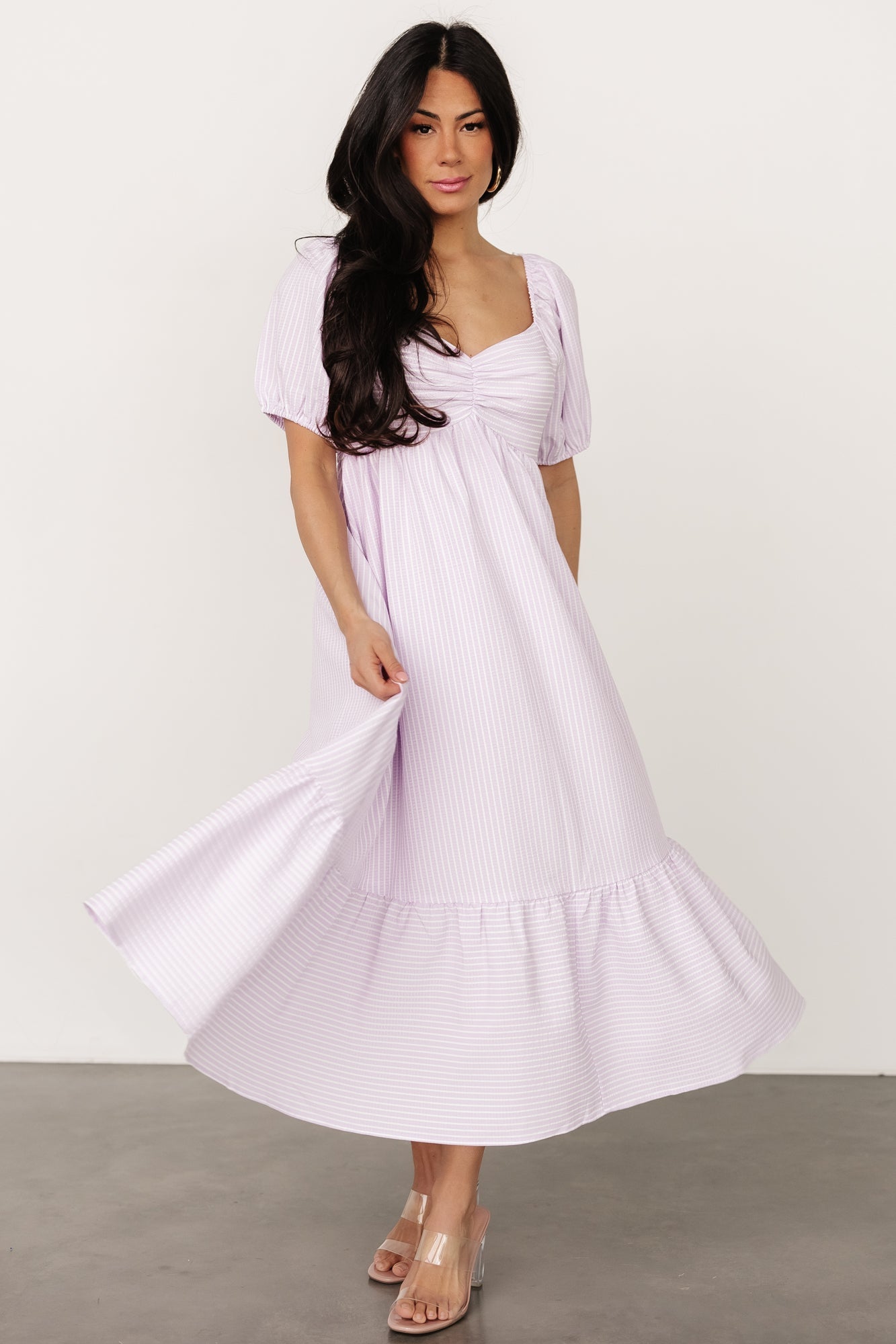 Poppy Midi Dress | Lavender + Off White Best Wholesale Sale Online