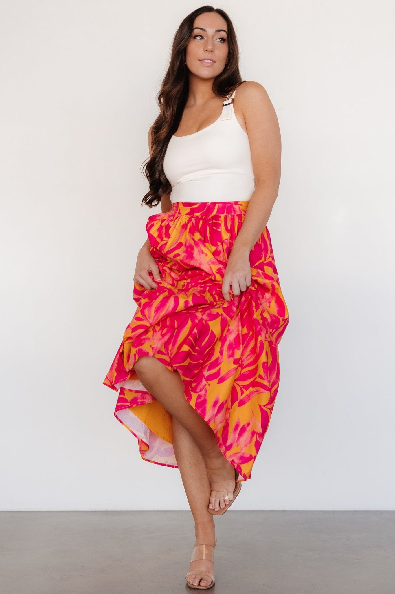 Luana Tiered Skirt | Orange + Fuchsia Outlet Order