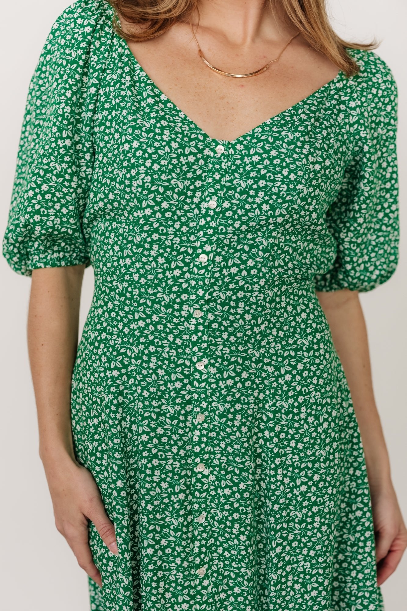 Elisabeth Button Dress | Green Floral Discount 2025 New