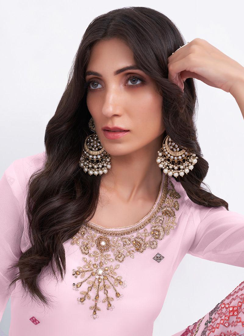 Light Pink Georgette Pakistani Sharara Pay With Visa Sale Online