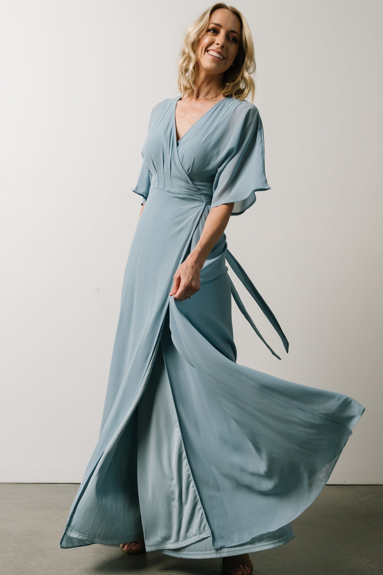 Lilly Wrap Maxi Dress | Dusty Blue Shop For