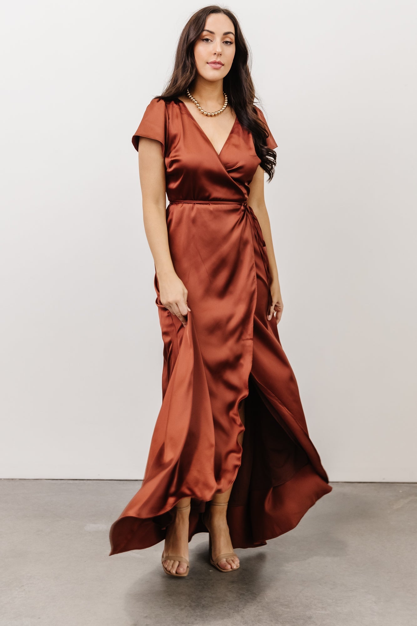 Krystal Satin Wrap Gown | Cinnamon Largest Supplier Online