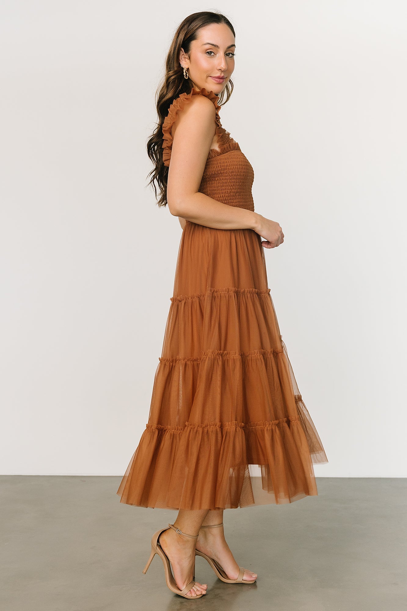 Emma Smocked Tulle Dress | Mocha Discount