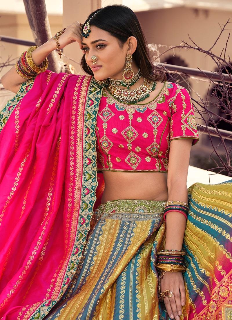 Pink Color Banarasi Silk Base Lehenga With Silk Weave And Stone Work Clearance Explore