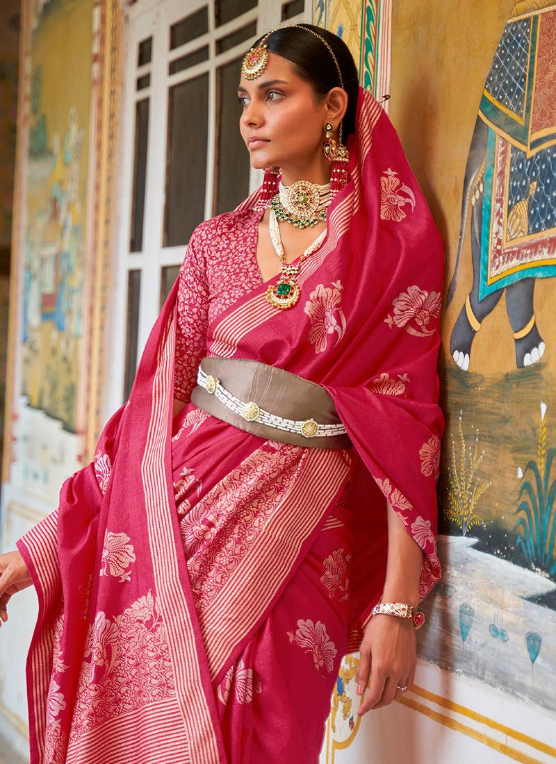 Pink Color Silk Weave Classic Saree Free Shipping Browse