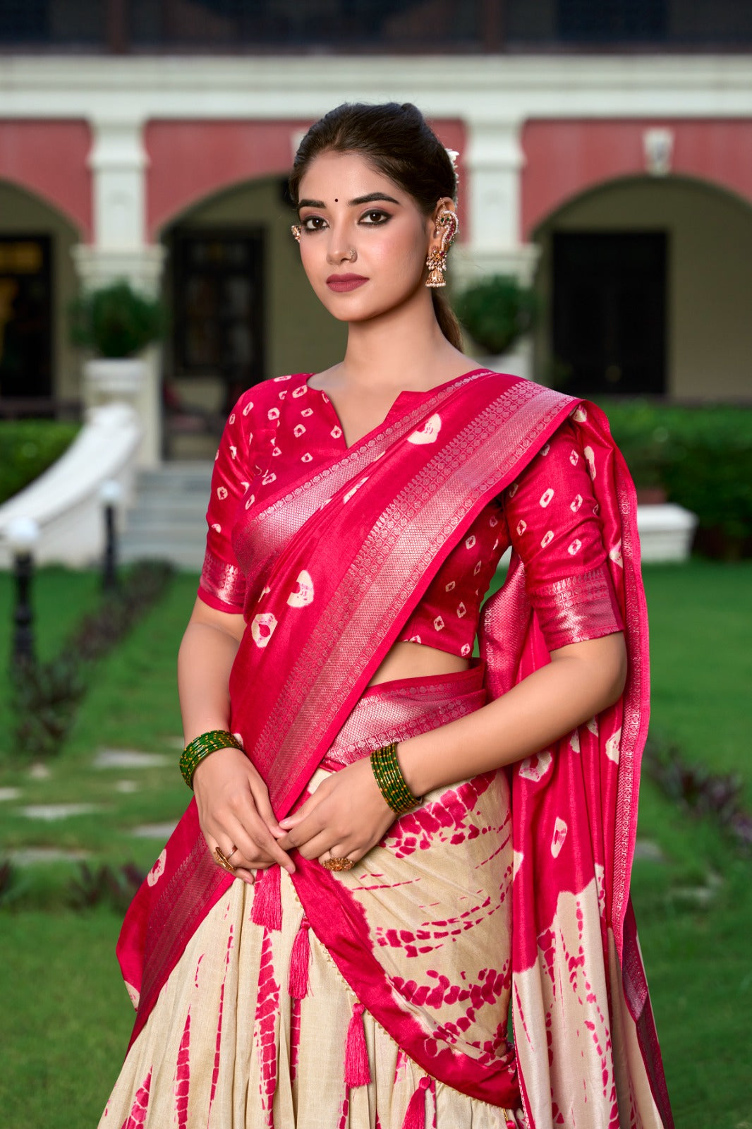 Extraordinary Dola Silk Shibori Printed Pink  lehenga Choli Sale Great Deals