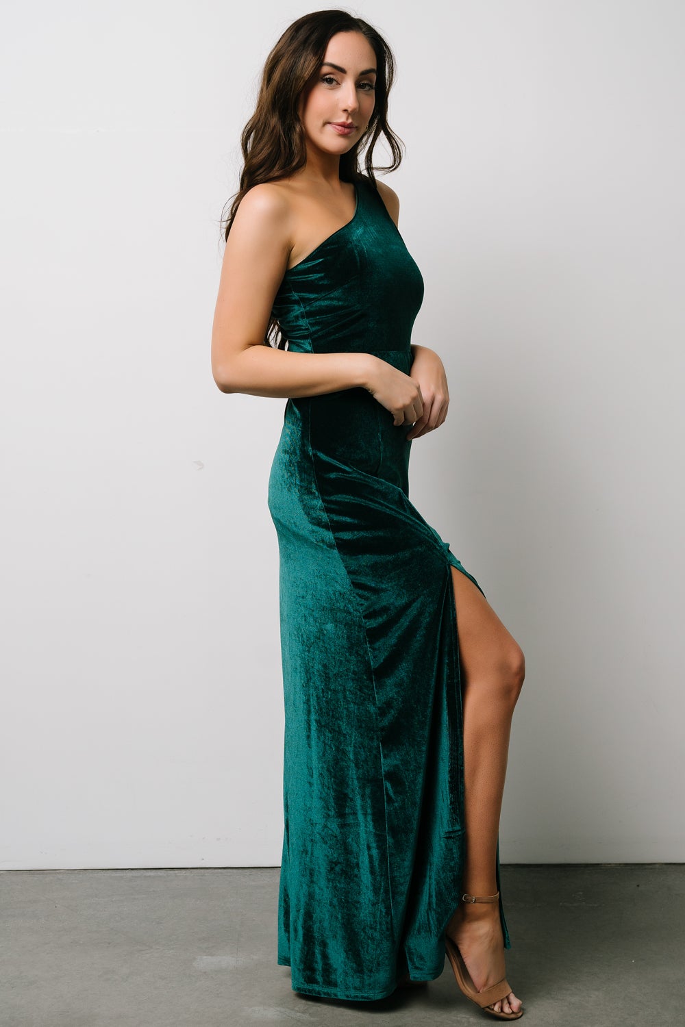 Tatiana Velvet One Shoulder Maxi Dress | Emerald Deals Online